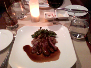 duck, jeweled couscous and dandelion greens at AGR. duck-couscous-dandelion-greens