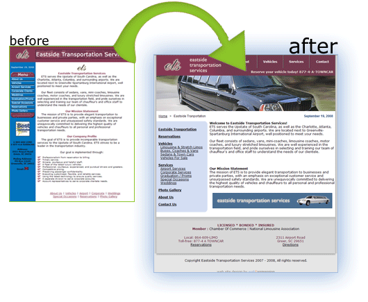 Website Redesign, before and after.